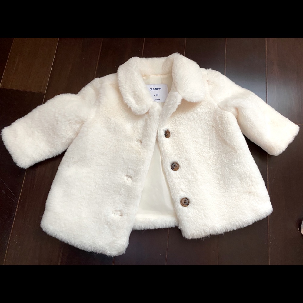 Old Navy Baby White Fur Peacoat